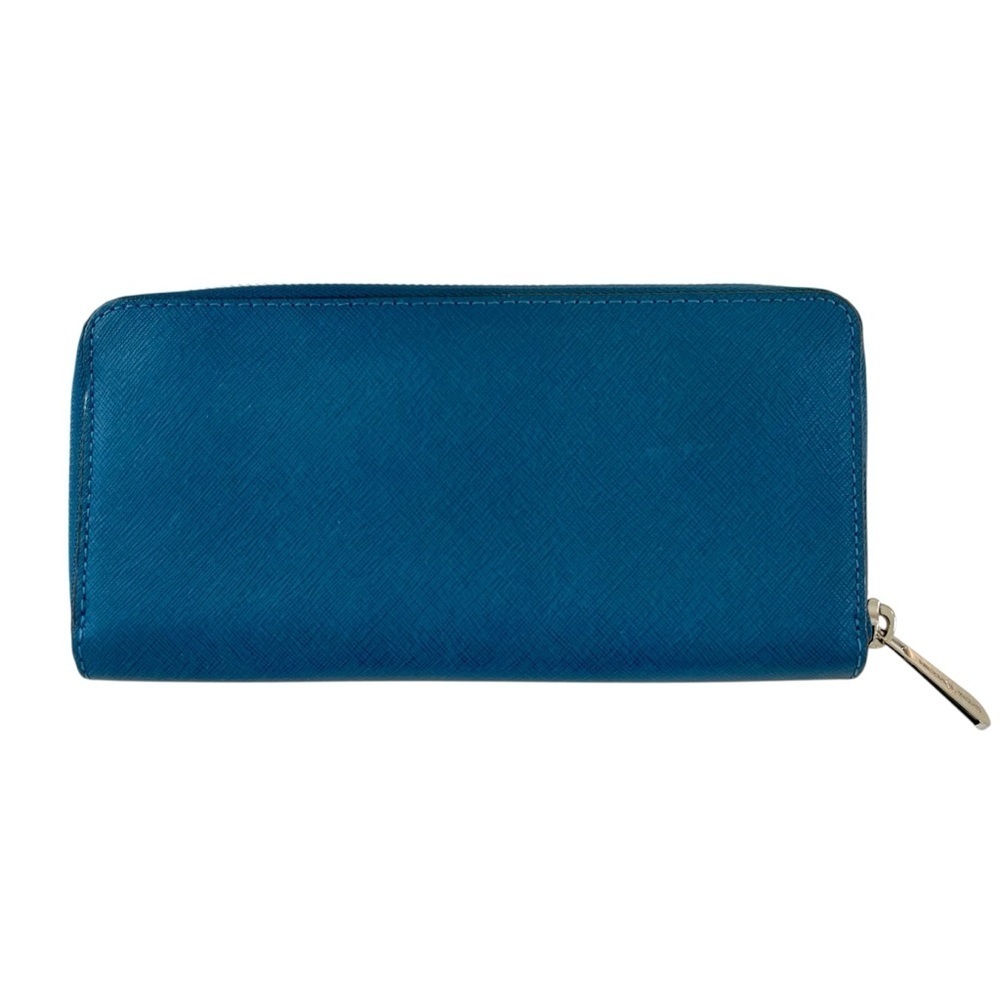 Michael Kors Jet Set Blue Long Leather Zip Around Wallet - Picture 2 of 7
